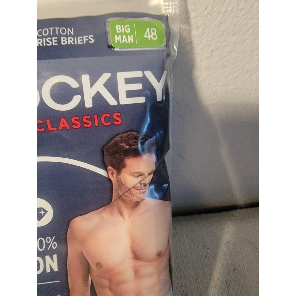Jockey Classics BIG MAN 2 Pc Pack Full Rise Briefs Size 48 White 100% Cotton NEW